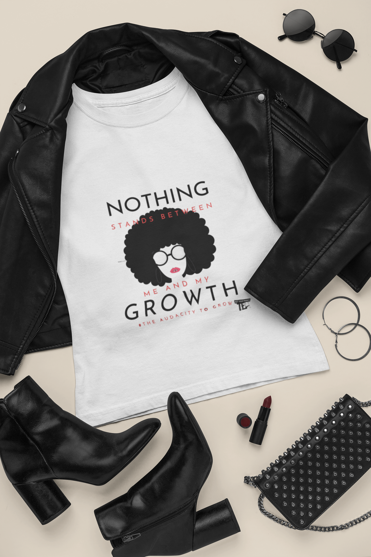 outfit-mockup-featuring-a-t-shirt-surrounded-by-dark-leather-girly-garments-26395