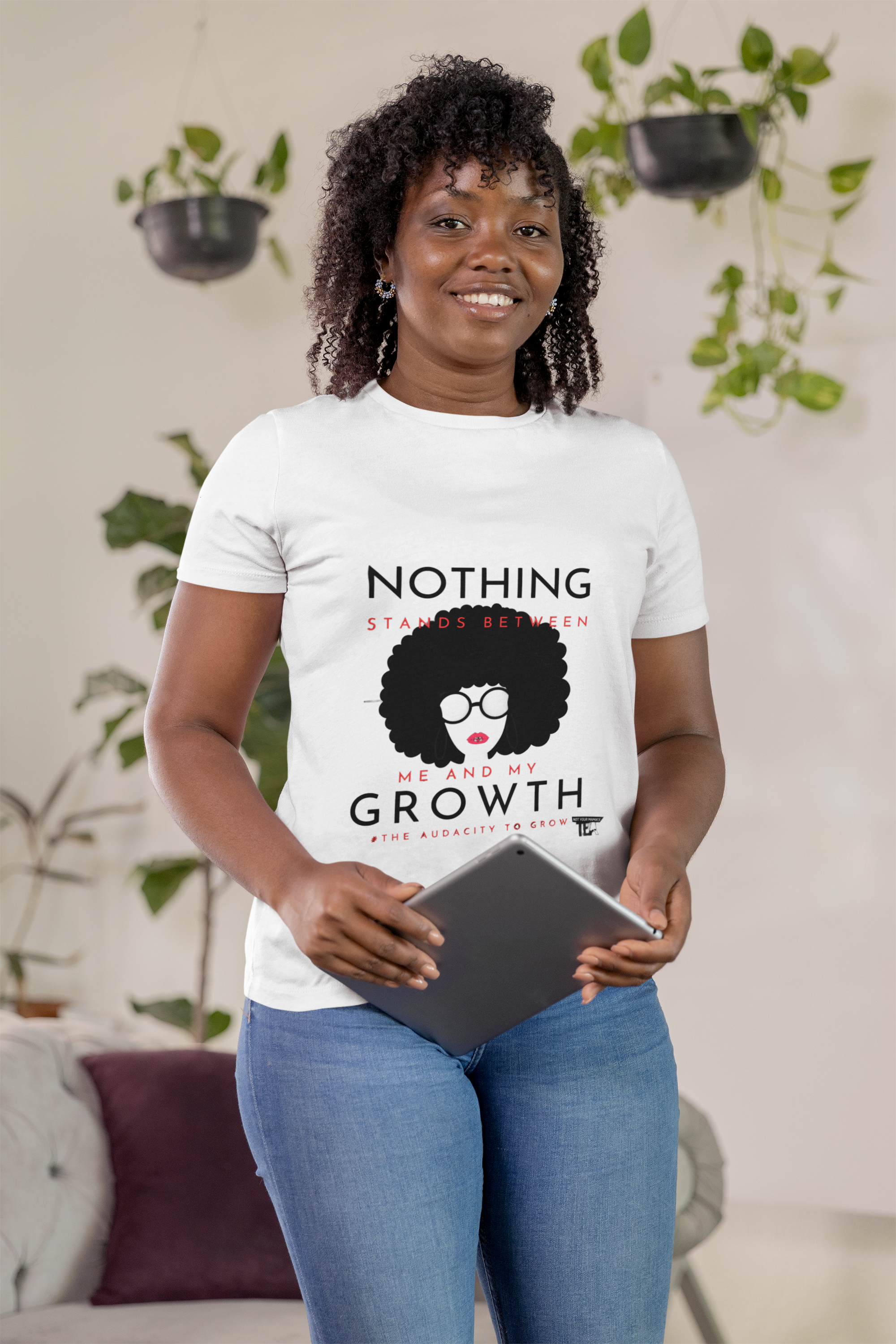 round-neck-bella-canvas-t-shirt-mockup-featuring-a-woman-with-curly-hair-m34814